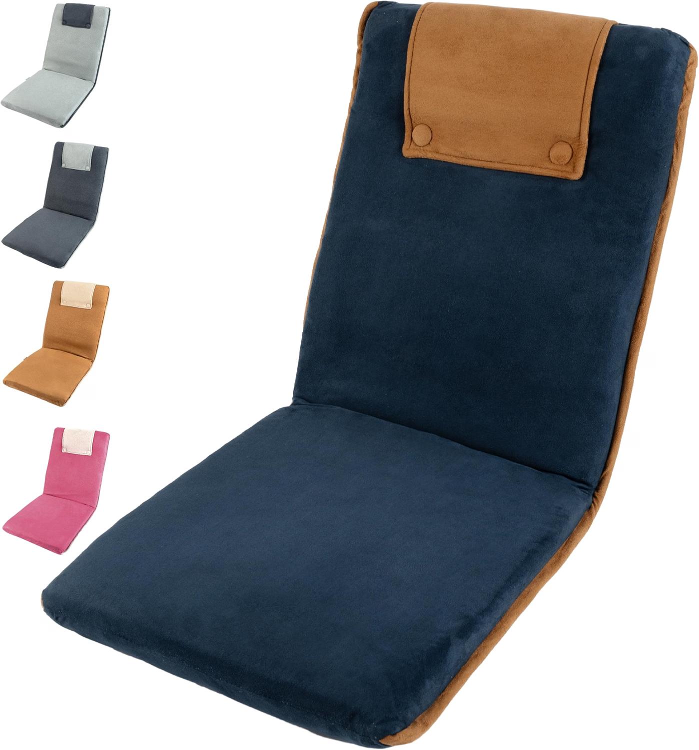 bonVIVO Bodenstuhl mit Rückenlehne – klappbarer Bodensessel, Blau Easy II