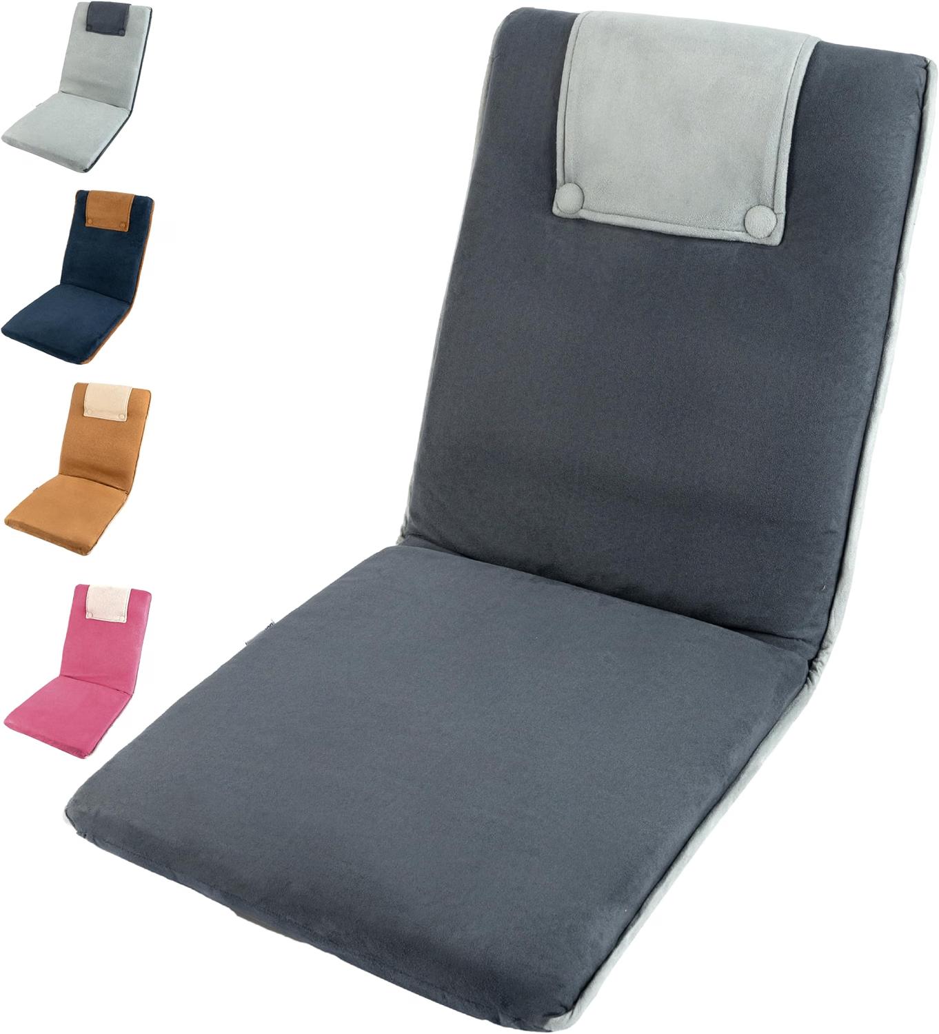 Bodenstuhl mit Rückenlehne – klappbarer Meditationsstuhl, Schwarz Easy II