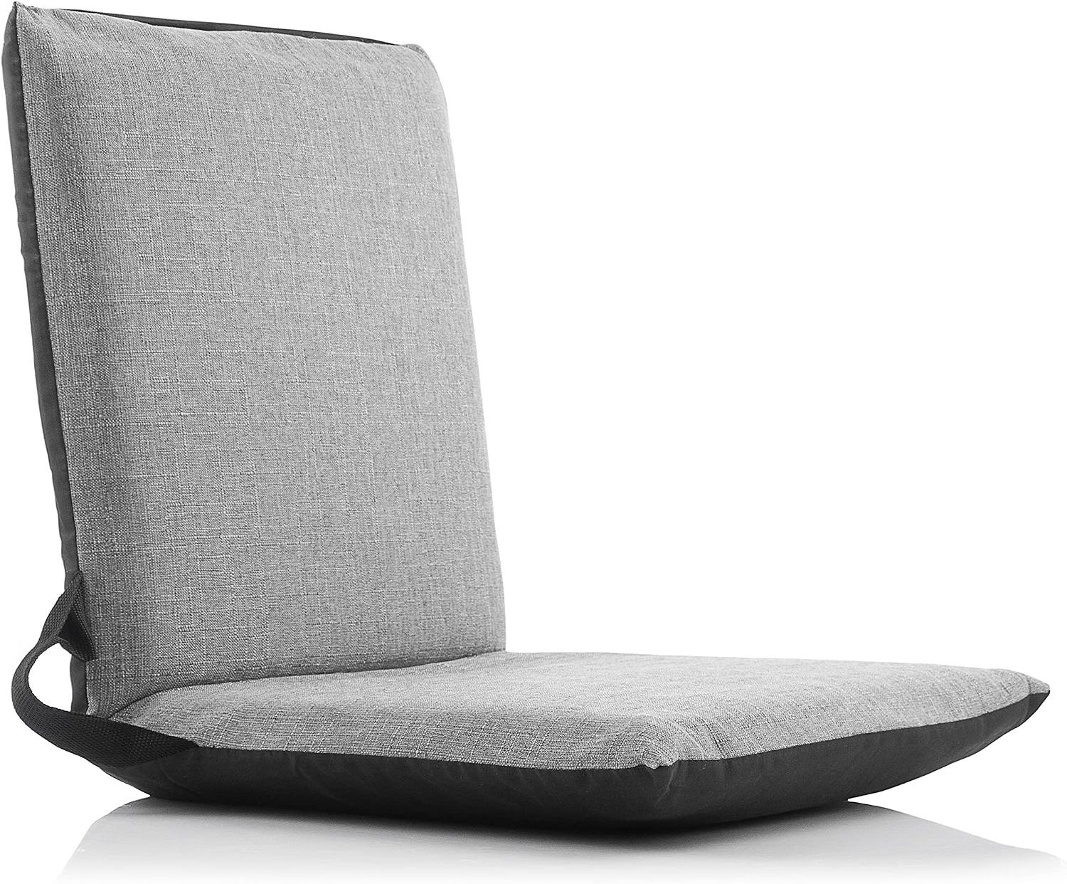 InnovaGoods® Bodenliegestuhl Sitinel, bequem und funktional, mit verstellbarer Rückenlehne und gepolstertem Kissen, schwarz-graue Farbe, Kunststoff und 60% Baumwolle, ideal zum Entspannen und Ausruhen