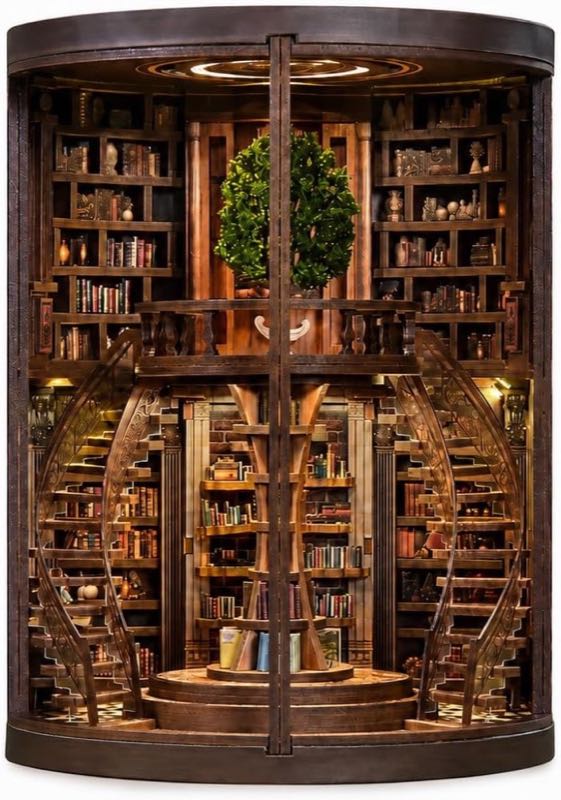 Spilay Miniatur Haus, Wisdom Rings Runde Bibliothek DIY Miniature House Kit