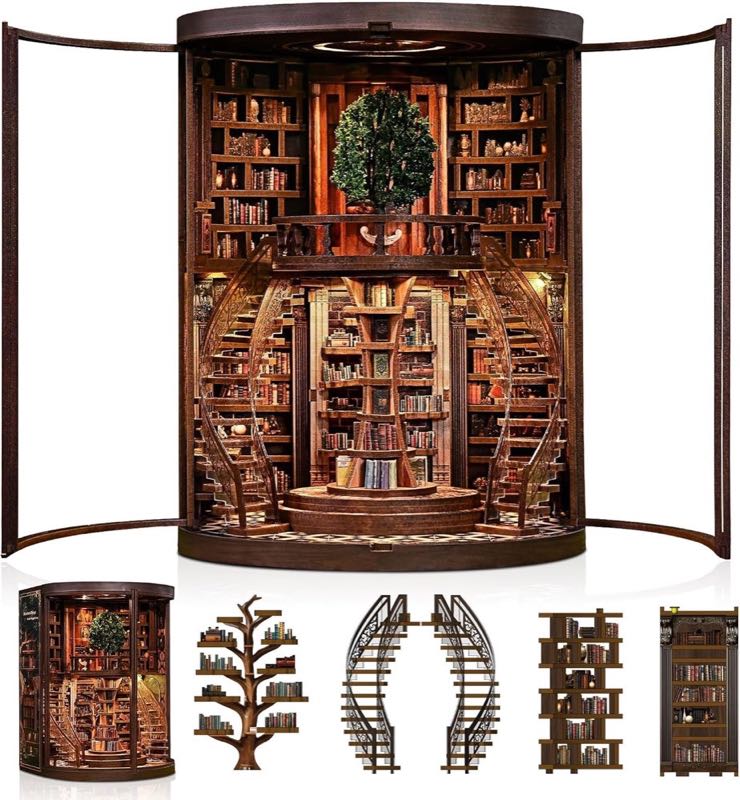 CRIOLPO Book Nook Kit Erwachsene, 3D Holzpuzzle Miniatur Puppenhaus