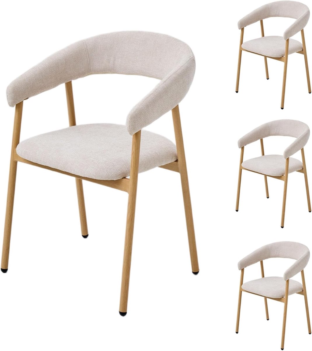 Esszimmerstuhl Set 4 Stück Küchensessel, Beige-Eichenholzfarbe