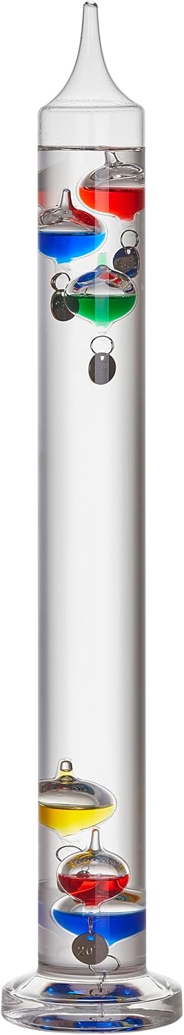 TFA Dostmann Analoges Glasthermometer Galileo Galilei, 18.1019, 44 cm, 18 bis 28 °C