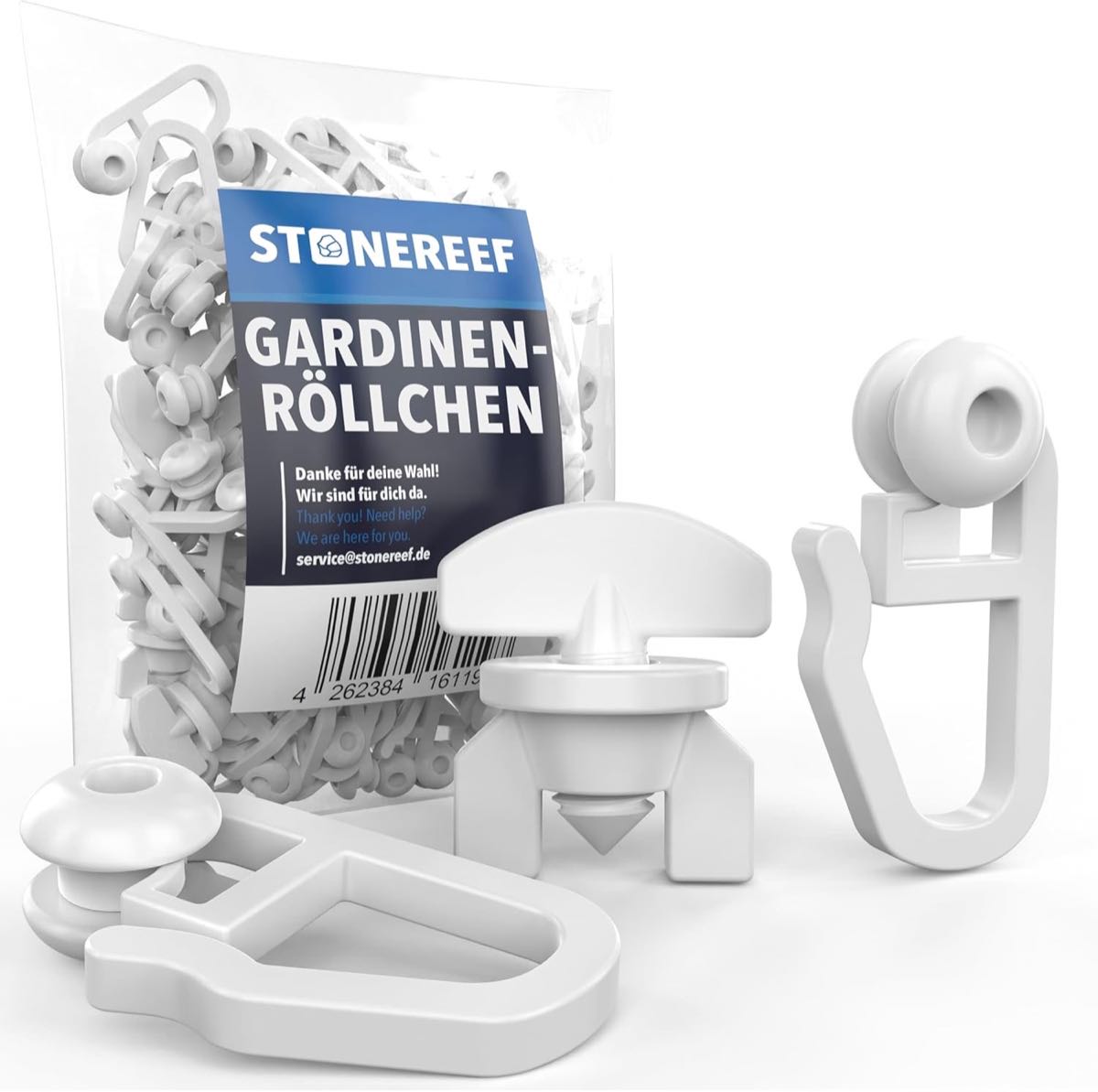 STONE REEF Stone Reef 100 Gardinenröllchen mit 6 Stoppern, 6–8 mm