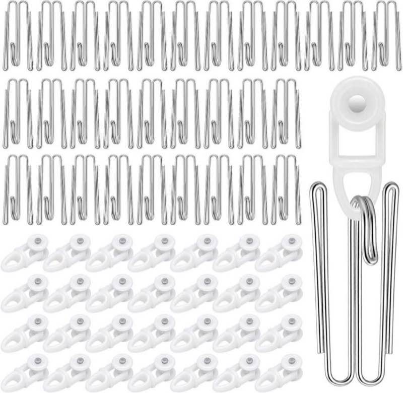 Donql 50 Metallhaken und 50 Gardinenröllchen