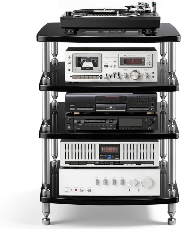 Vrietina HiFi-Rack, 4 Ebenen, Klavierlack