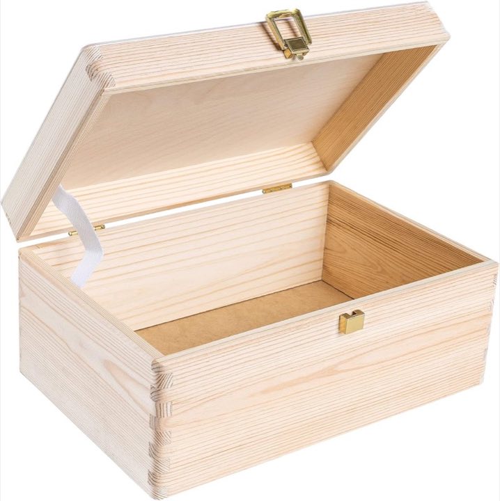 Creative Deco Creative Deco Holzkiste mit Deckel und Schloss 30 x 20 x 14 cm