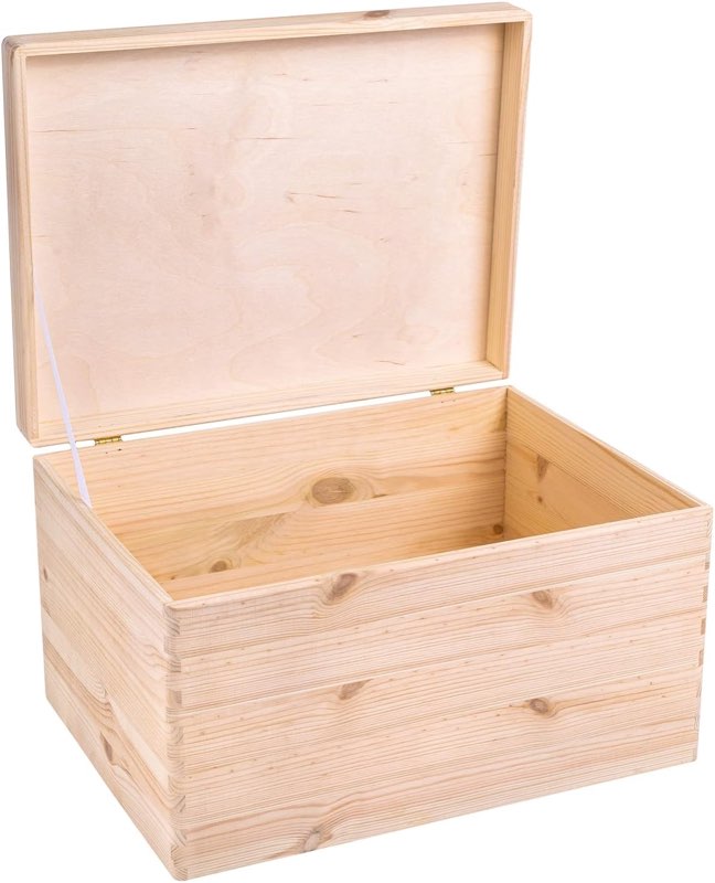 Creative Deco Holzkiste mit Deckel, 40 × 30 × 24 cm