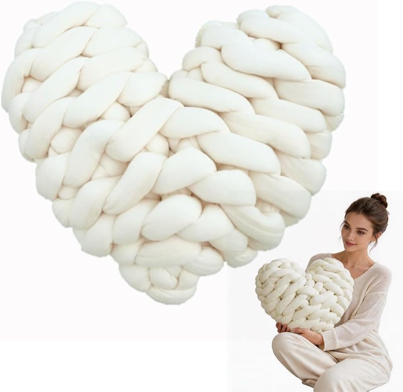 LOMUG Valentinstag Knotenkissen, 26 x 23 cm Herzform Kissen Kuschelkissen