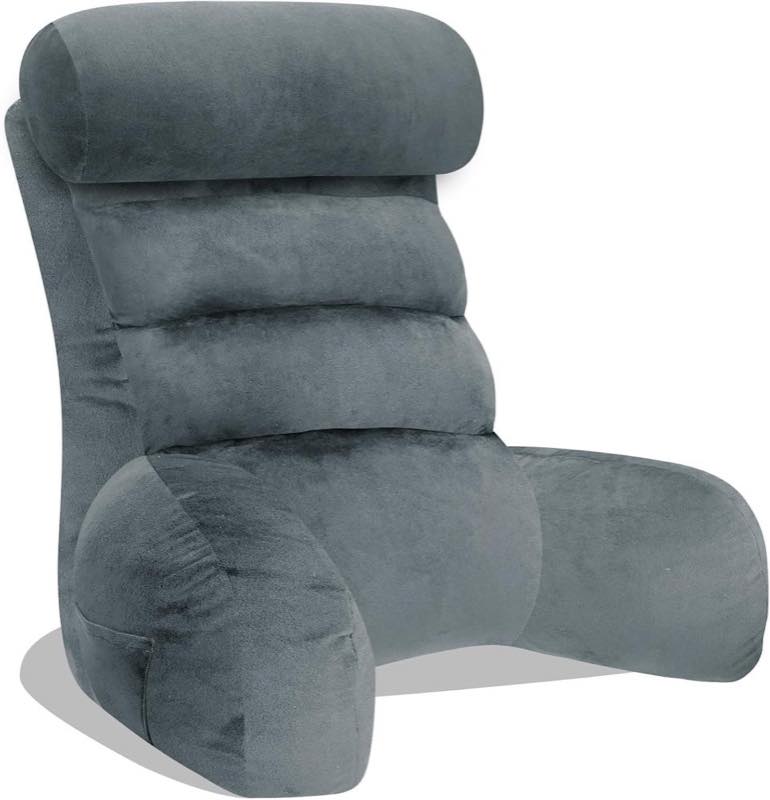 SOOYUZXXED Lesekissen für Bett und Sofa, Rückenkissen mit Rückenlehne, Grau