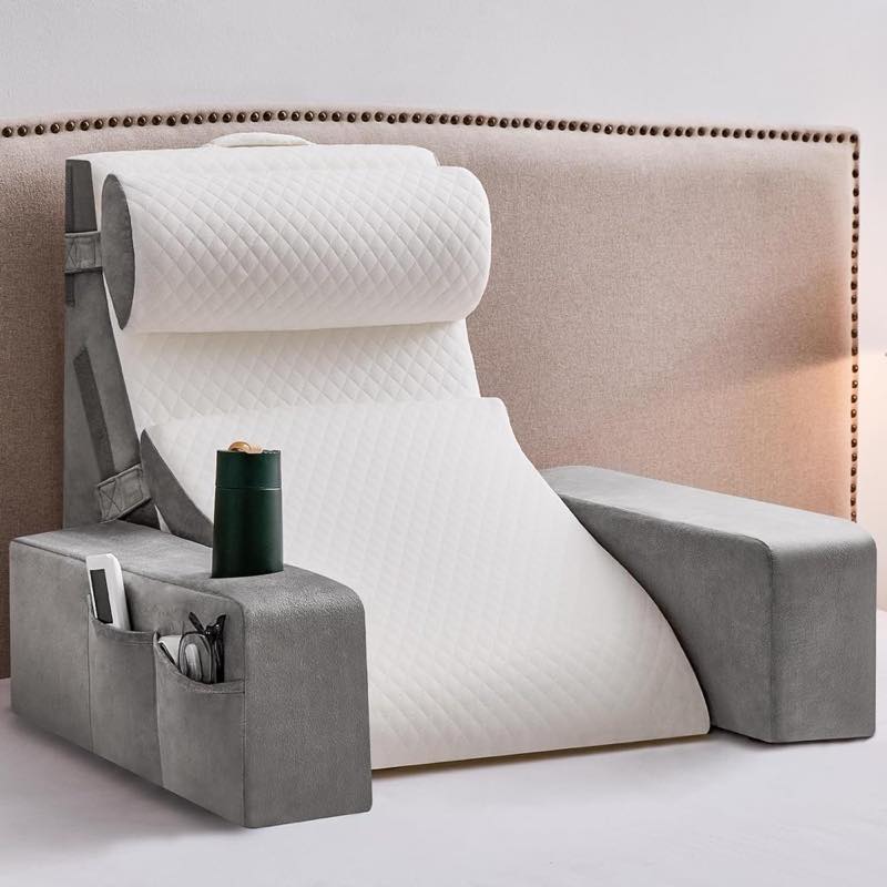 Dorifine Lesekissen für Bett und Sofa mit abnehmbarer Nackenrolle und Armlehne