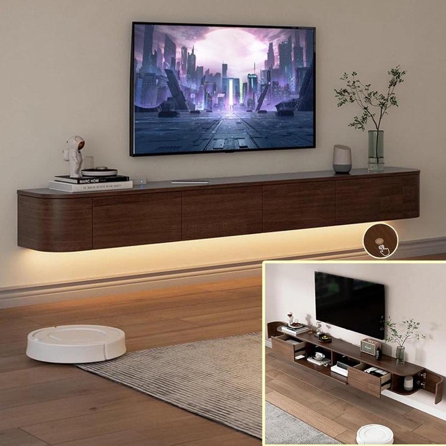 XDXINY Hängelowboard, Braun + LED, 220 cm