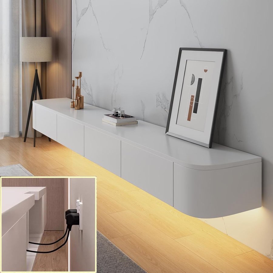 XDXINY Hängelowboard, Weiß + LED, 140 cm