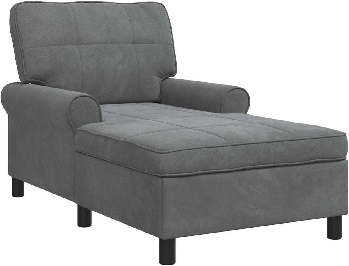 vidaXL Lounge-Liege mit Kissen Dunkelgrau 91 x 157 x 91 cm Samt