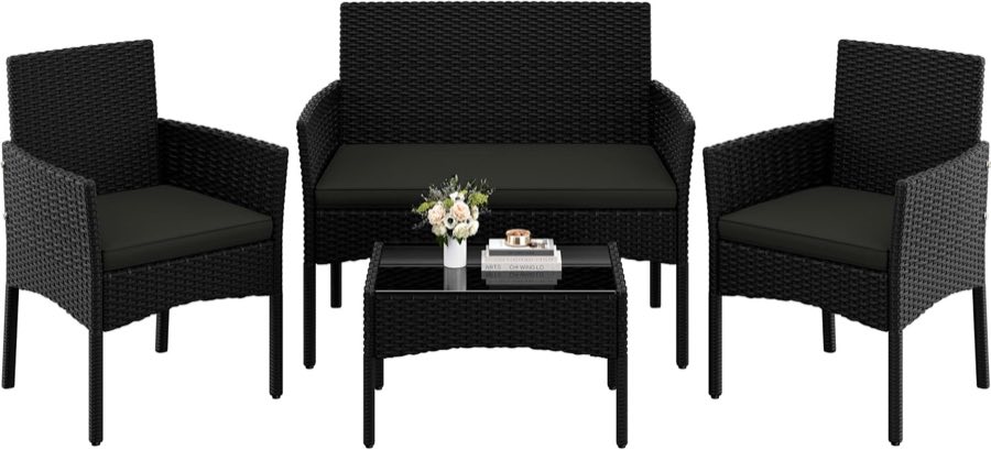 Yaheetech Yaheetech Polyrattan-Set, Sofa, 2 Sessel, Tisch