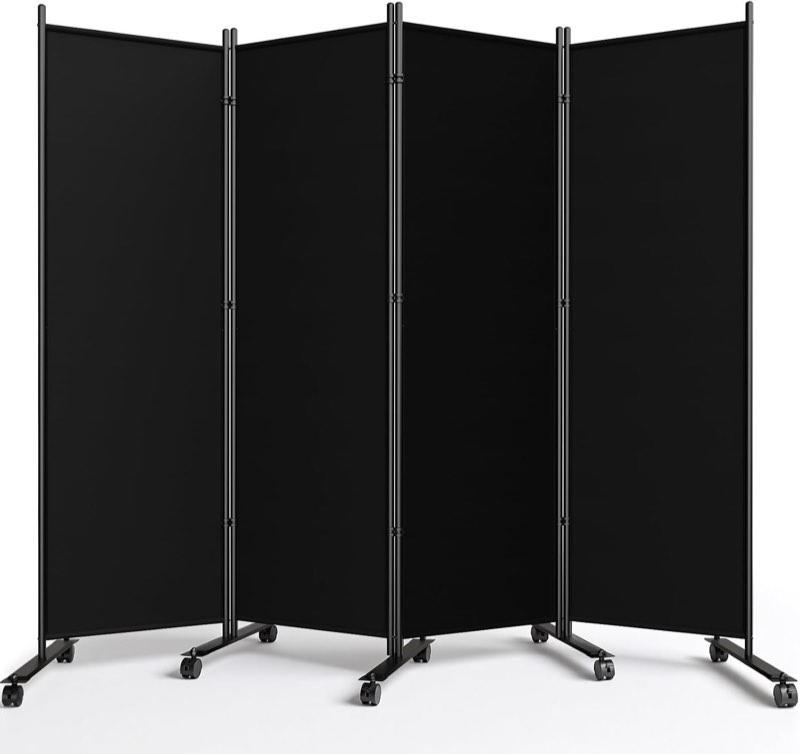 WELDUN Paravent 4-teilig mit Rollen, 223,5 × 183 cm