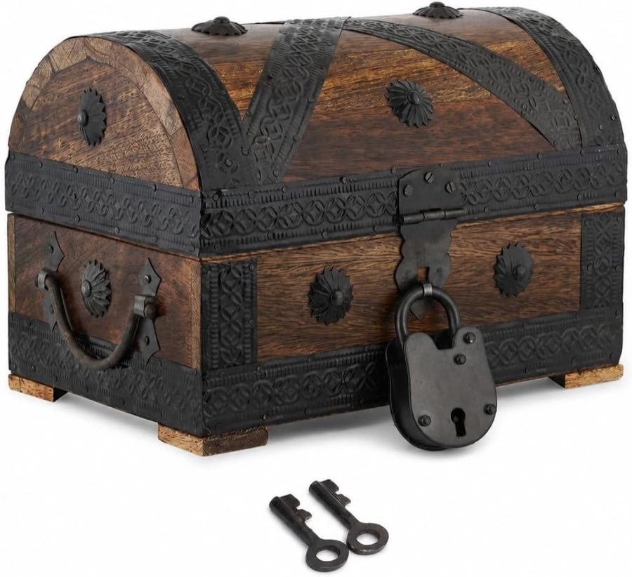 Ajuny Ajuny Holztruhe aus Mangoholz mit Schloss
