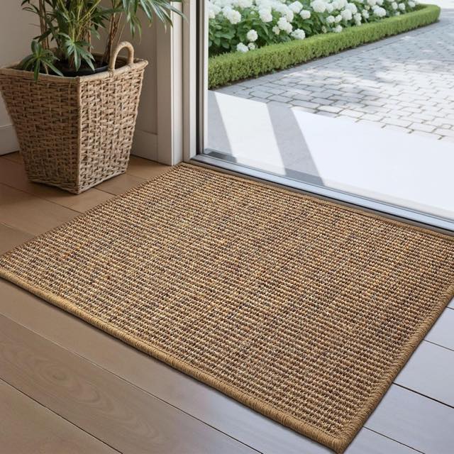 LUMI LUMI Sisal Fußmatte Innen 50x80 cm, Handgewebt, rutschfest, Braun