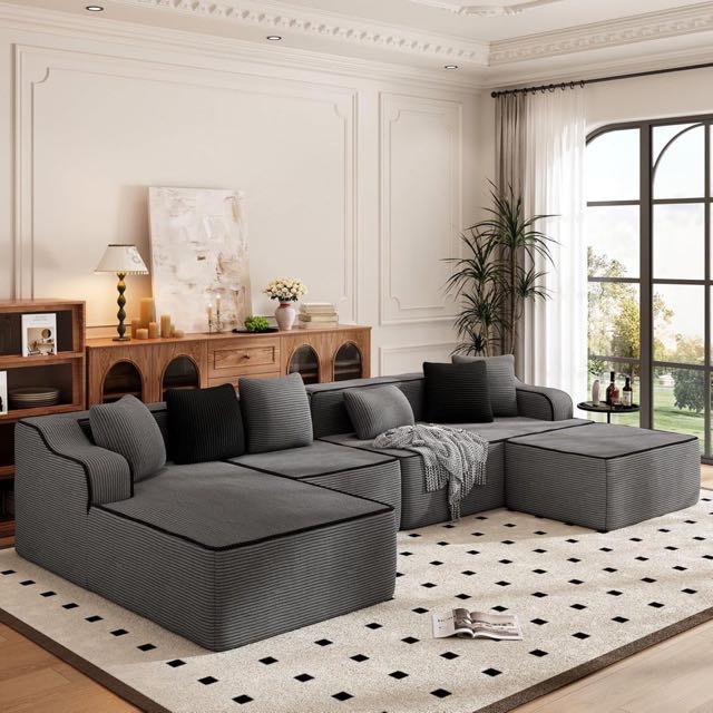 PHI VILLA PHI VILLA Wohnlandschaft U-Form, Grau