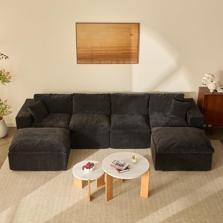 Litbird modulares Ecksofa 340 cm, Schwarz