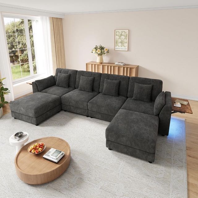 Merax modulares Ecksofa 6-Sitzer, Grau