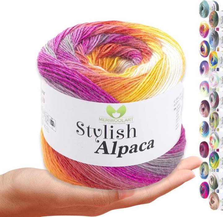 MERIWOOLART MERIWOOLART Stylish Alpaca Garn Farbverlauf 7719