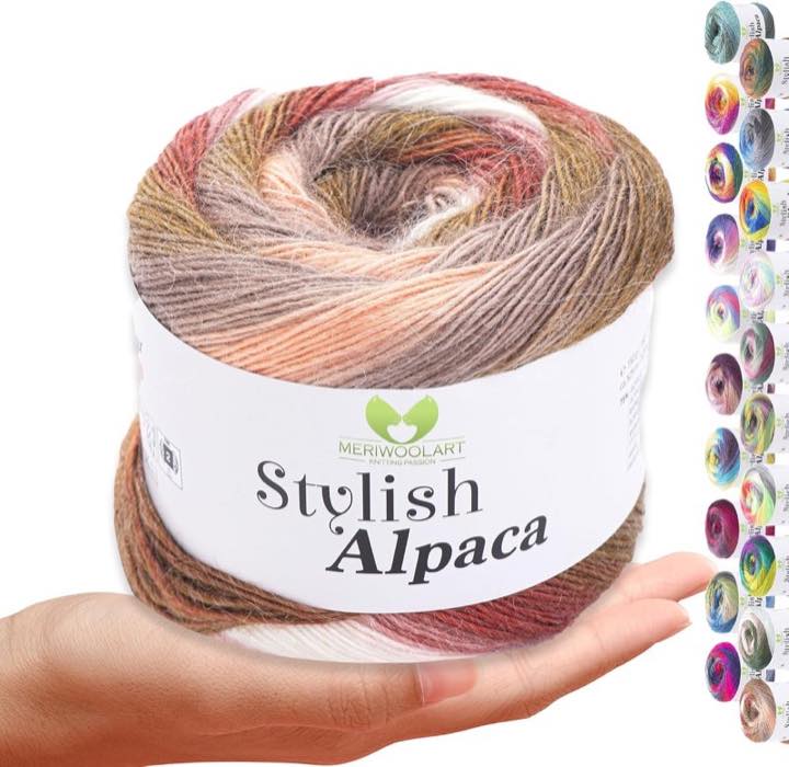 MERIWOOLART Stylish Alpaca Garn Farbverlauf 7701