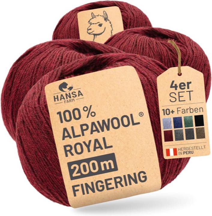 HANSA-FARM Alpawool Royal Alpaka Weinrot Melange