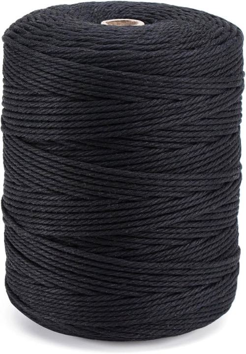 Homewit Makramee-Garn 3 mm, 300 m, schwarz