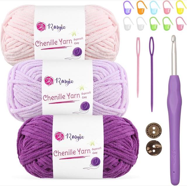 Renyiz Renyiz Chenille-Set 3 × 50 g, lila