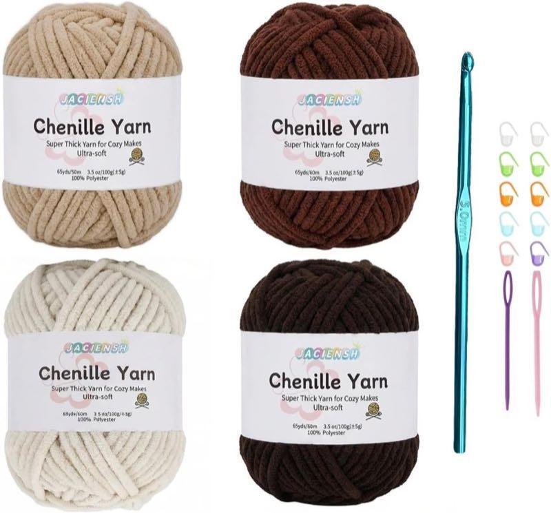 Jaciensh Chenille 4 × 100 g, braun