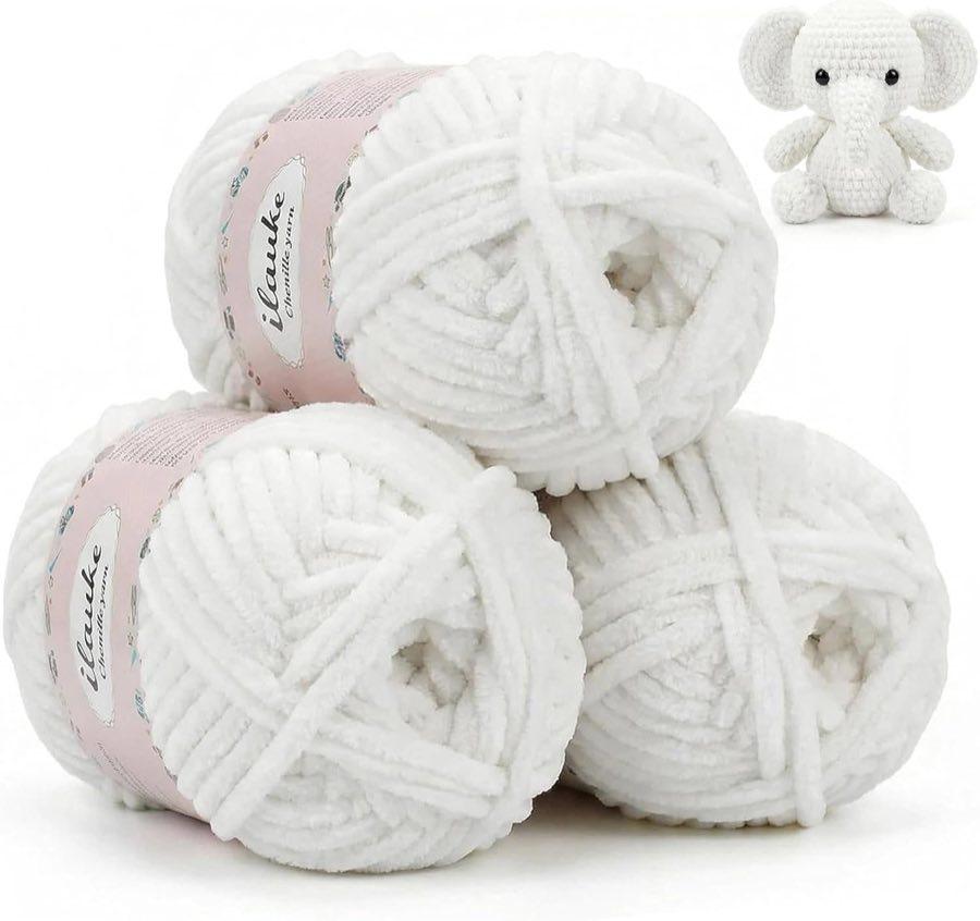 ilauke ilauke Chenille 3 × 100 g, weiß
