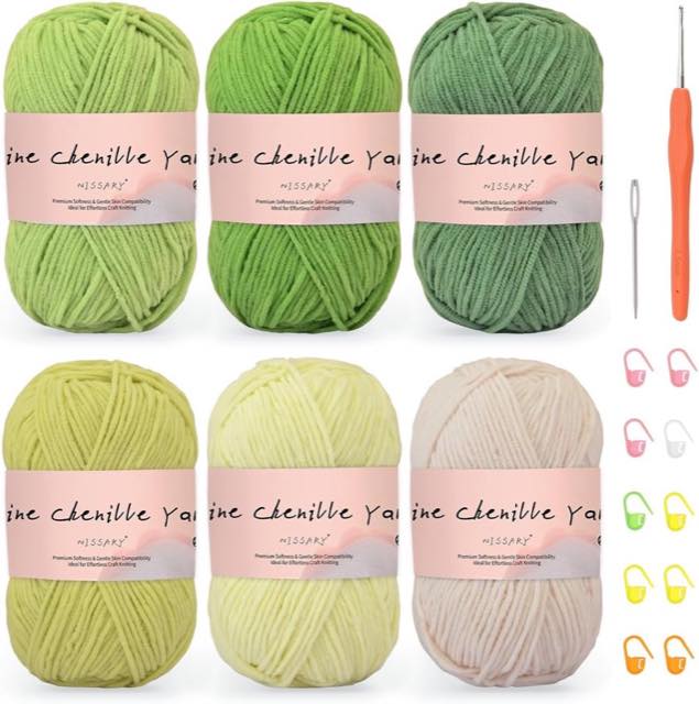Nissary Chenille-Set 6 × 50 g, grün