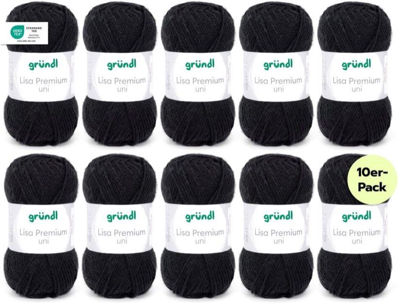 Lisa Premium uni Schwarz, 10 × 50 g