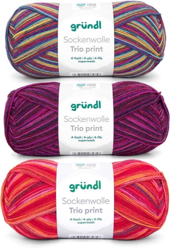 Gründl Sockenwolle Trio, 3 × 100 g