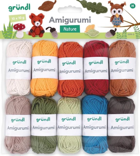 Gründl Amigurumi Baumwolle, Naturfarben, 10 Mini-Knäuel