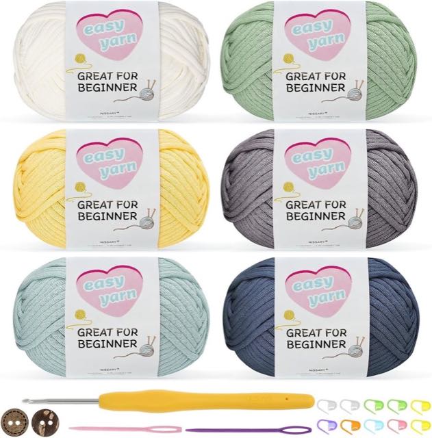 Nissary Häkel-Starter-Set, 6 x 50 g, Nadel 3,5 mm