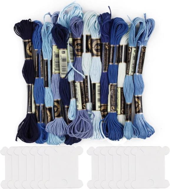 REBECASKYENS Stickgarn Blau, 14 Knäuel