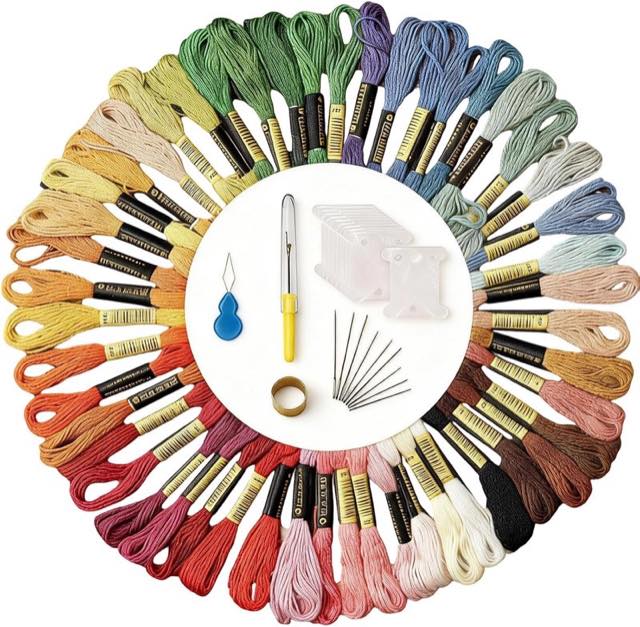 HSUYUN Stickgarn-Set, 50 Farben mit Nadeln