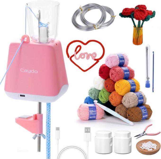 Caydo Strickmühle Kit, elektrisches Set mit Garn