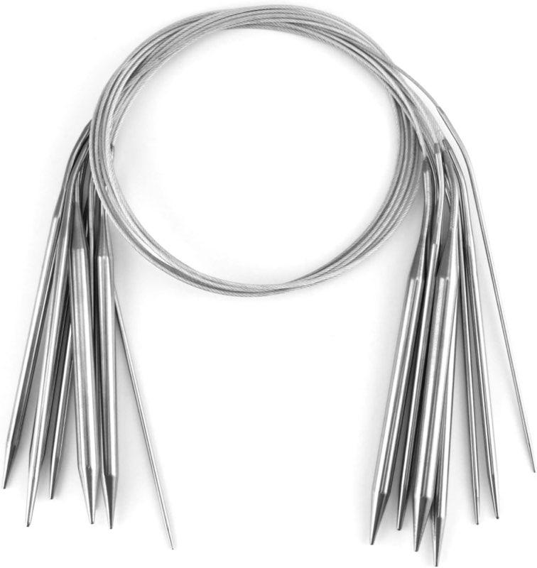 QWORK Rundstricknadeln, 8 Stück, 80 cm