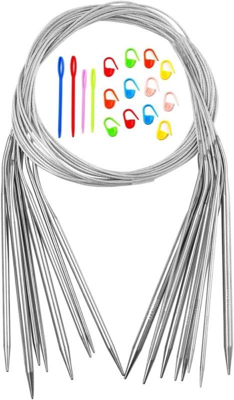 Boliyoooki Rundstricknadeln, 9 Stück, 2–6 mm