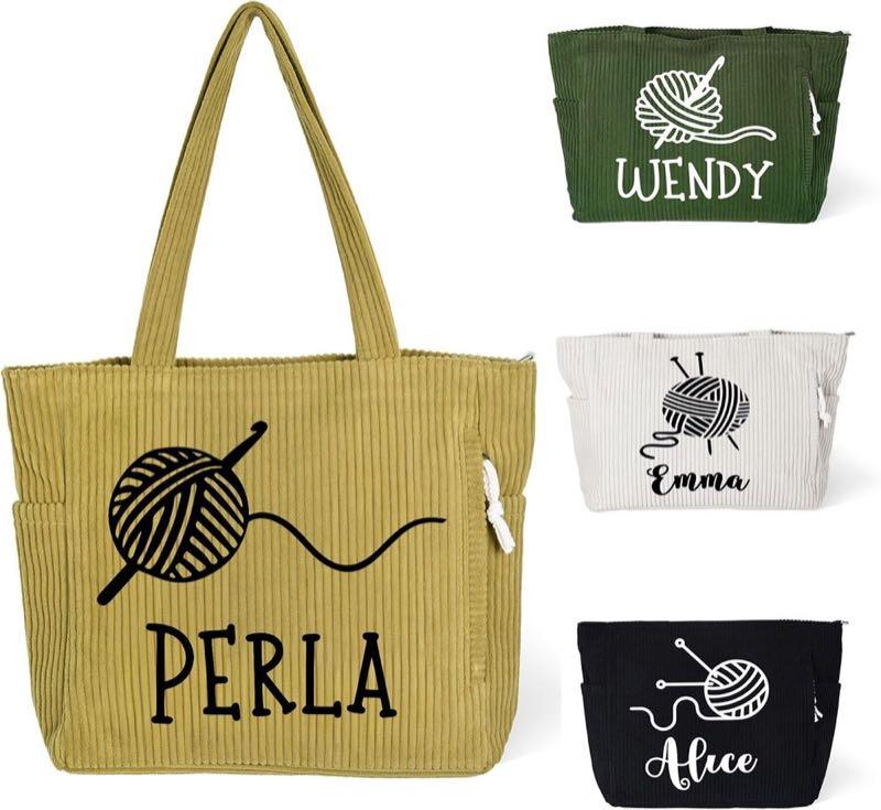 Cord-Schultertasche mit Namen