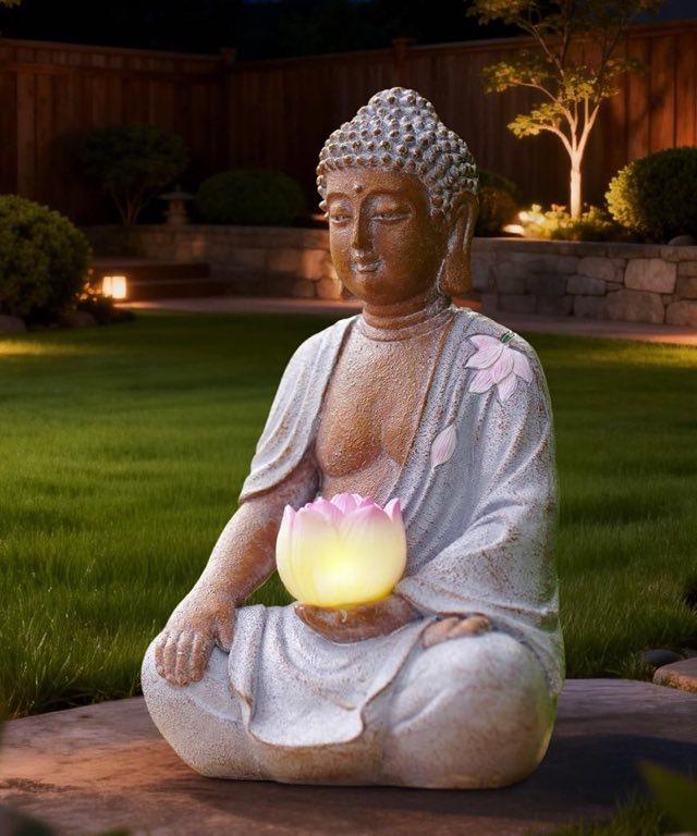 Goodeco Goodeco Solar-Buddha, Weiß, 21 cm - Produktbild