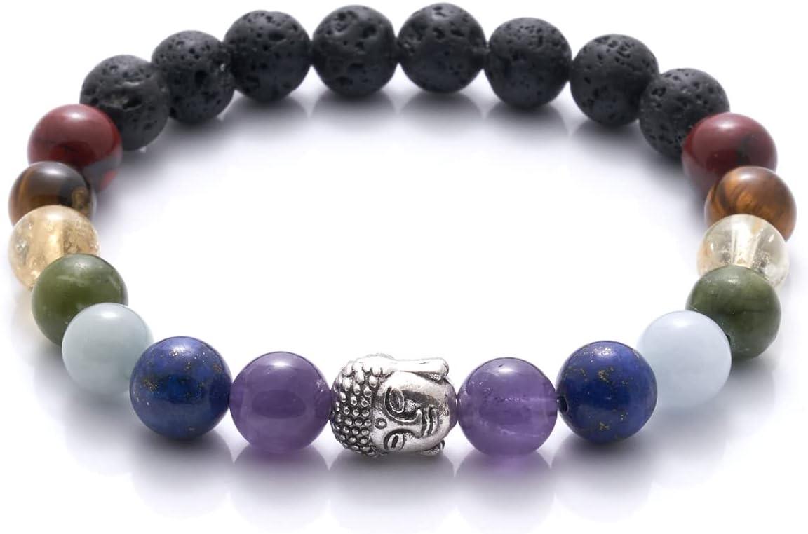 BERGERLIN BERGERLIN 7 Chakra Armband, Naturstein Lavastein, 8 mm - Produktbild