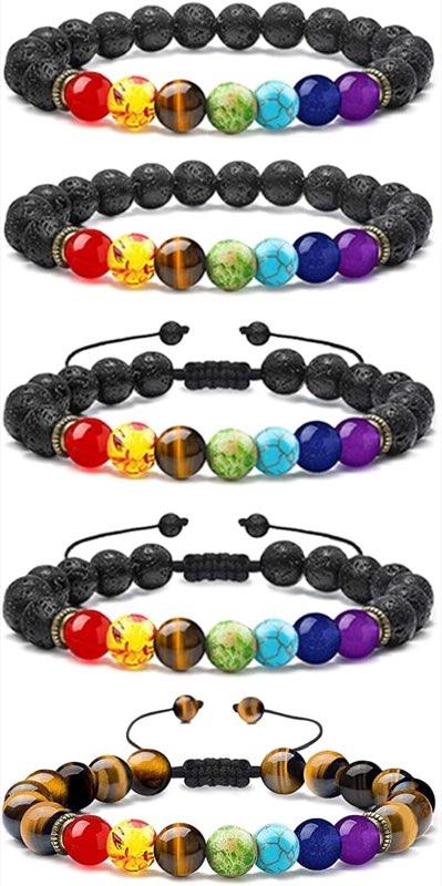 LABOTA LABOTA 5 Stück Chakra Armband mit Lavastein