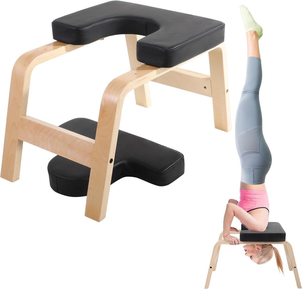 REDCAMP Yoga Kopfstandhocker Holz, Schwarz