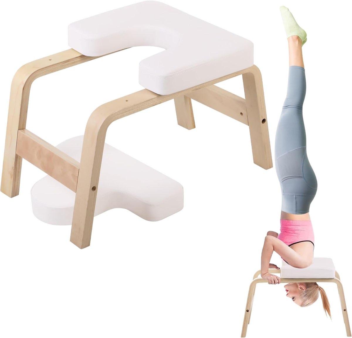 REDCAMP Yoga Kopfstandhocker Holz, Weiß