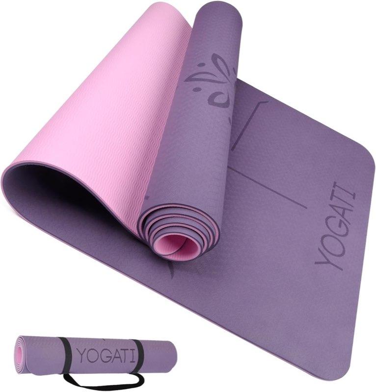 YOGATI YOGATI Yogamatte mit Ausrichtungslinien