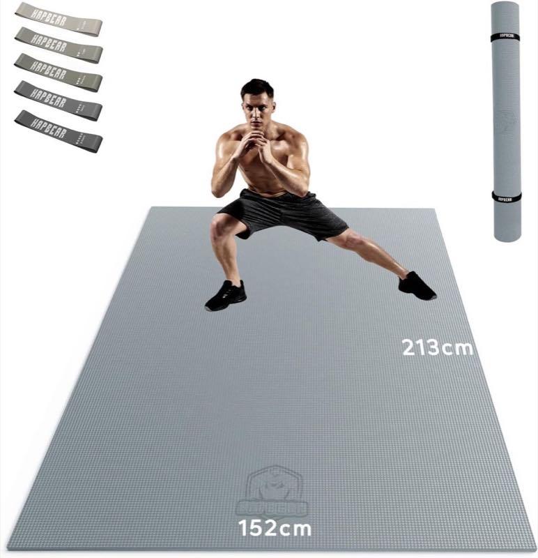 HAPBEAR Yogamatte XXL, PVC, grau, 213 × 152 cm